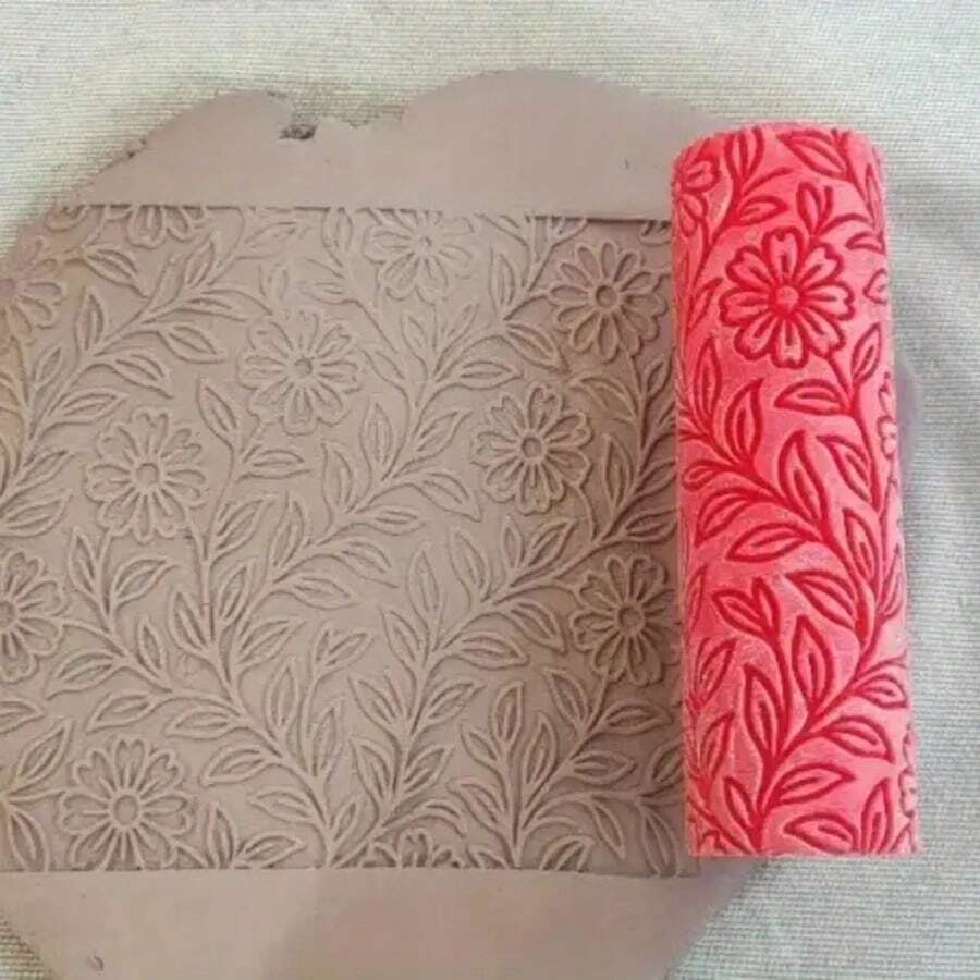 Polymer Clay & Ceramic Texture Rolling Pin, Daisy Meadow Embossing Rolling Pin, Daisy Field - Relief, Embossed Ceramic Texture Roller For Jewelry Making, Compatible With Polymer Clay Texture Sheets And Polymer Clay Cutters - Multicolor - View 1