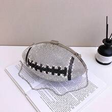 Rugby Chain Women's Bag With Diamond-Encrusted Craft Party Banquet Bag Exquisite Clutch Bag Can Be Carried Across One Shoulder - 銀色 - 查看 4