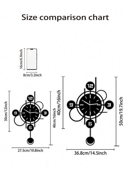 Pc, Moderne Large Scale Home Wand Clock, Acrylic Material, Swing Function, Silent No Ticking, Living Room, Bedroom, Kitchen Office ation. Birthday s, Ho warming s. Room view 5