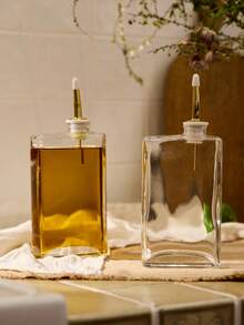 Cirelle 2 件玻璃瓶，带 2 件金色/银色倾倒嘴，36 件标签套装，橄榄油、咖啡糖浆分配器，厨房玻璃瓶分配器，橄榄油瓶、醋、厨房用品，350 毫升/11.8 盎司，金色和银色。适用于烹饪、橄榄油、酱汁、咖啡糖浆 - 厨房必备品 - 白色 - 查看 5