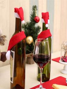 2pcs Christmas Wine Bottle Decoration Hats, Party Wine Bottle Hat Scarf, Christmas Wine Bottle Covers