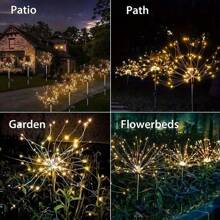 1 pièce Lumières de feux d'artifice de jardin solaires extérieures étanches 60/90/120/180/360/420 LED scintillantes Lumières solaires pour l'extérieur, patio, cour, allée, chemin, décorations (Coloré)