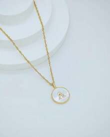 Gold Mother Of Pearl Initial Necklace Women 14K Gold Plated Cubic Zirconia Initial Letter A-Z Pendant Women Jewelry Gifts - vàng D - Xem 11