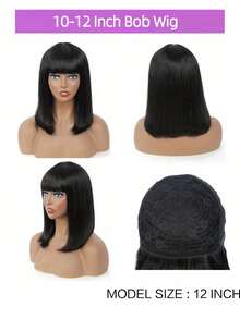 Guleless Wig 38inch Long Silky Straight Wigs With Bangs Full Machine Made Glueless Human Hair Wigs With Bangs Human Hair - Natural Black - 查看 6