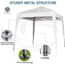 MCC Direct Pop-Up Gazebo 2m X 2m With Sides Silver Protective Layer Waterproof Marquee Canopy WS - White - View 5