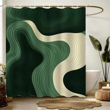 Bộ rèm phòng tắm chủ đề gợn sóng xanh lá cây 1 chiếc, rèm tắm trang trí phòng tắm, rèm cửa thời trang - Nhiều màu - Xem 1