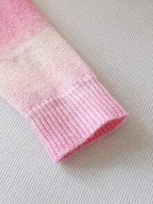 Girls Cute Ombre Knit Pullover Sweater, Suitable For Casual Wear In Spring, Autumn And Winter - Pink - View 7