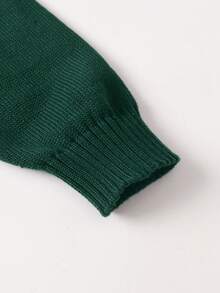 Boys' Solid Color Cable Knit Half Zip Sweater, School Style, Suitable For Spring, Autumn And Winter - Green - View 7