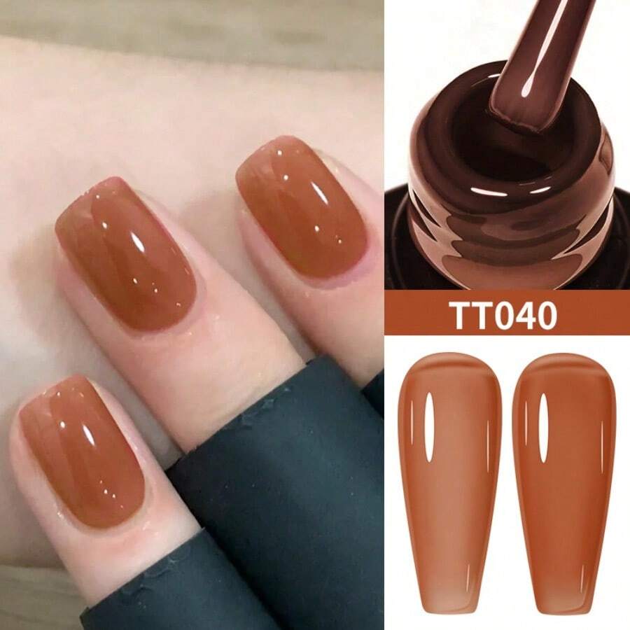 TARTU 8ml Sheer Jelly Gel Polish Kit, Spring Summer Ice Translucent Reddish Brown Sheer Jelly Gel Polish, Ice Translucent Non-Sticky Gel Polish UV/LED, Watercolor Gel PolishSoak Off, Semi Permanent For Home Salon Nail Art, Daily Nail Design - TT040 - 查看 1