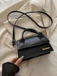 1 件女士高品质手提包，翻盖大容量方形包，适合购物、约会、所有季节，简约时尚单肩包，配有可拆卸可调节肩带，女士时尚包 - 黑色 - 查看 9