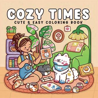 [Artesanía Esencial]: Libro de colorear ilustrado con el tema COZY TIMES, páginas de color ilustradas independientes, juguete de alivio del estrés para adultos, libro de dibujo con papel grueso, relajación, reducción de la ansiedad, liberación emocional, libro de colorear relajante y audaz - Adecuado para pequeños regalos, tiempo libre de amigos, útiles escolares, cumpleaños de niños, regalos de Navidad