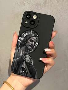 1 chiếc ốp lưng điện thoại TPU chống sốc, in hình tượng thần màu đen, bao phủ toàn bộ màn hình, tương thích với Apple 16, 15, 14, 13, 12, 11 Pro Max, chống nước, chống rơi vỡ và chống trầy xước. - Nhiều màu - Xem 1