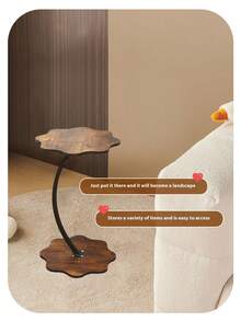 1 Piece Cloud Shaped Side Table, Sofa Table, Wooden Tabletop Side Table With Stable Metal Frame, Suitable For Small Space, Living Room And Bedroom, Bedside Table Decorative Table, Cloud Shaped Wooden Side Table, Side Table, Home Furnishings, Large Storage Capacity, Space-Saving Design, Suitable For Small Space - Multicolor - View 2