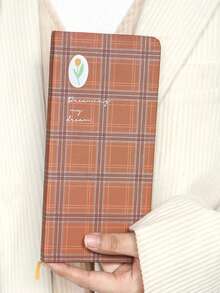 1 pieza Cuaderno con tapa dura de serie a cuadros, diario de estudiante con patrón de cuadros escoceses británicos