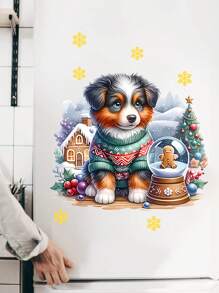 1pc Cute Pet Dog Sticker, Christmas Decoration, Home Decor Sticker, Small Animal Wall Decal Room Decor Wall Decor Wall Stickers Wall Sticker Stickers Christmas Decorations  Christmas Decor 