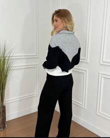 Warm Knit Mousse Set With Zipper Missione - Negro - Ver 2