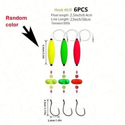 3 Stücke vorgefertigte Angelringe aus Kohlenstoffstahl mit EVA-Schwimmern - verstellbar, scharf und langanhaltend für Weitwurfangeln, mehrfarbiges Katzenwels-Rig-Set mit interaktiven Perlen, ideal für alle Angler, Angelausrüstung | Farbenfrohe Angelausrüstung | Leichte Angelrigs, Angelwerkzeuge