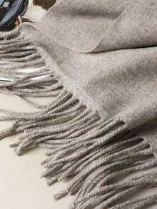 1 chiếc khăn choàng nữ tối giản, màu trơn, chất liệu giả cashmere, kiểu dáng sinh viên, phù hợp cho thời tiết chuyển mùa, mặc hàng ngày, chắn gió và giữ ấm, quà tặng năm mới. - Màu Xám nhạt - Xem 6