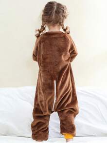 MICHLEY 1pc Baby Cartoon Animal Flannel Cute Sleeping Bag, Long Sleeve Zipper Comfortable Unisex Infant Supplies, Suitable For Living Room, Halloween, Party Wear - Multicolor - View 10