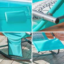 SoBuy Set Of 2 Sun Lounger Garden Chair Recliner With Cushioned Pillow & Side Pocket Garden Rocking Chair With Steel Frame 150kg Capacity Outdoor Garden Furniture For Patio Poolside OGS28x2 - Blue - View 8
