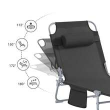 SoBuy OGS35x2 Set Of 2 Garden Loungers With Bag And Pillow, Airy Folding Sun Lounger For Gardens, Courtyards, Beaches, Balconies, 120 Kg Load Capacity, Two Chairs, W X H X D Approx. 191 X 19 X 56 Cm - Black - View 6