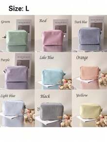 Embroidered Seersucker Cosmetic Bag, (Large + Small) Personalized Seersucker Cosmetic Bag, Custom Embroidered Toiletry Bag, Cosmetic Bag, Bridesmaid Gift, Bridal Party Gift, Cosmetic Storage Bag - Multicolor - View 7