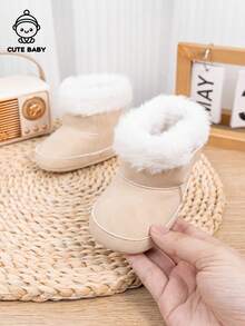 Infant Thick Warm Plush Snow Boots For Winter - Beige - View 5