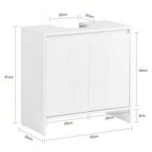 SoBuy Under Sink Cabinet Bathroom Vanity Unit Bathroom Storage Cabinet With 2 Doors White W60 X D30 X H61cm BZR157-W Home Bathroom Decor Bathroom Organizer Summer - White - View 5