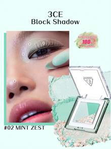 3CE Block Shadow MINT ZEST, Fine Powder, Portable, Low Fallout, Oil-Proof, Blending Savior, MultiUse,Eyeshadow/Highlight/Brow,K-Beauty, Korean Makeup,3.3g/0.12 Oz