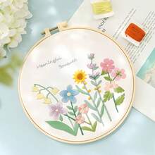 1PC Cross Stitch Flower Cloth Hoop Threads Needles And English Instructions Open Your Creativity Embroidery Plant Hobby Craft Needlework Suitable For Beginners Home Wall Decoration Christmas Gift - Apricot - View 11