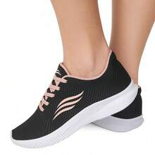 Women's Sports Shoes For Walking, Gym, Lightweight, Comfortable, For Physical Activities, New Release, Promotion - 黑色和粉紅色 - 查看 3