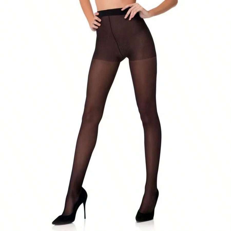 Black 20 Thread Fine Classic Microfiber High Waist Seamless Tights Great Quality - Black - View 1