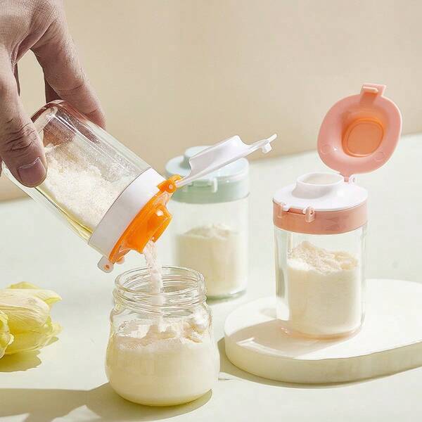 1/3pcs Portable Baby Milk Powder Container, Outdoor Milk Powder Storage Box, Single-Handed Operation, 80ml