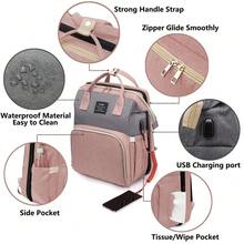 Baby Mommy Diaper Backpack Portable Baby Travel Bassinet Bag With Portable Changing Pad With 13 Pockets Mommy Bag Crib (PINK/BLUE) - Màu xanh hải quân - Xem 5