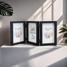 1 套双折三折四折黑色多图片相框 4x6、5x7、4 张照片拼贴垂直铰链双三折可折叠白色相框适用于桌面展示，送给母亲、朋友、婚礼、家人、宠物照片的礼物，家居装饰，2 折、3 折、4 折 7x5 英寸玻璃相框可容纳 2 张标准 12.7x 17.8 厘米照片，万圣节和圣诞节礼物 - 彩色 - 查看 3