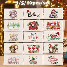 圣诞主题化妆包，多件套可选（1/5/10/20件），多功能珠宝袋，圣诞礼品袋，零钱包，糖果袋，带有圣诞老人，精灵，圣诞树和其他节日设计，是营造圣诞气氛的必备品，便携多用途实用布袋，充满节日气氛，圣诞节和新年聚会，派对，礼品分发和存储的必备包装袋，适合男士和女士