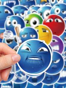 50pcs Cartoon Blue Bean MEME Stickers Suitable For Luggage, Laptop Notebooks, Scrapbooks, Classroom Decorations, And As Holiday Gifts For Good Friends.