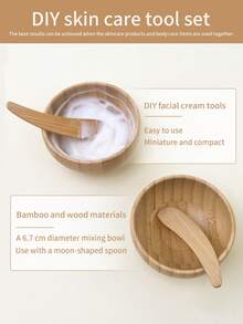 2 件竹制面膜碗和搅拌棒套装，迷你 67 毫米 DIY 面膜搅拌工具 - 卡其色 - 查看 8