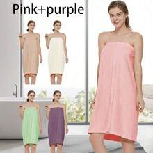 Peignoir ultra-doux et ajustable pour femmes avec fonction de jupe-serviette amovible, qui peut sécher rapidement et conserver la température après la douche. Confortable et respirant pour le spa et le sauna. Portable et facile à emporter, empêchant l'exposition. La version ample avec design ajustable peut s'adapter à différentes formes et styles. - Multicolore - Voir 17