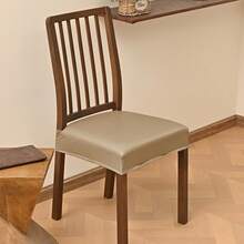 Stretch Dining Chair Seat Covers Soft Waterproof Solid Dining Chair Cover Home Decor - Yellow - View 2