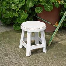 Vintage Style Wooden Flower Stool - Oval Stool With Worn Surface, White, Blue, Green, Perfect For Garden, Balcony Or Interior Decoration, Garden Stool | Vintage Decor | Durable Wooden Stools, Flower Stands