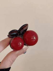 2pcs/Set Cute Red Cherry Hair Clips, Valentine's Day Small Gift, Solid Color, Acrylic Hair Accessories Fashion Hair Claw Clips Autumn Accessories Fall Hair Clutch Winter Accessories For Vacation Outfits Woman - Multicolor - View 5