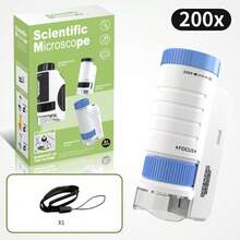 Mikroskop przenośny dla dzieci, zabawka do eksperymentów naukowych na świeżym powietrzu, odpowiedni dla uczniów szkół podstawowych i średnich, ręczny mikroskop do próbek i badań chemicznych, prezent urodzinowy/święta/Halloween/Boże Narodzenie dla chłopców i dziewcząt, wielokrotnego użytku