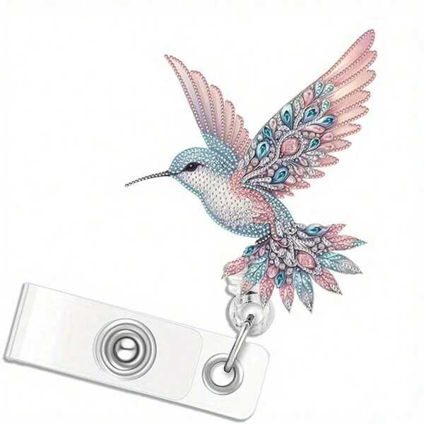 Adorable Hummingbird, 2D Fun Hummingbird ID Badge Clip, Name Tag Badge Gift For Nurse, Student, Teacher, Office Staff