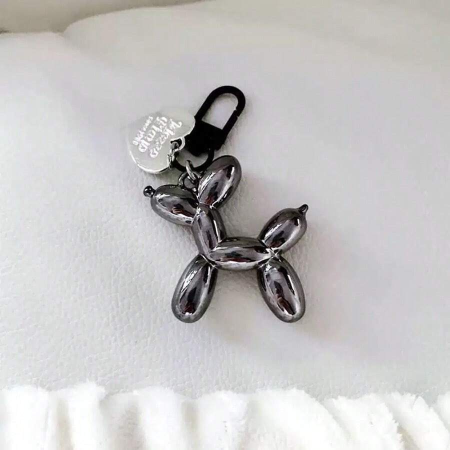 Xiaohongshu Ins Style Love Balloon Dog Pendant Keychain Couple Bag Cute Pendant Gift For Girlfriends - Dark Black - View 1