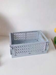 1pc Mini/Large Foldable Plastic Storage Basket, Desktop Collapsible Storage Box, Student Stationery Organizer Shelf, Small Item & Cosmetic Storage Basket, Stackable