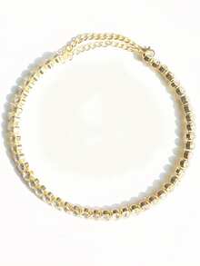 1 szt. Modna i elegancka biżuteria ślubna z pełnym kryształem, lśniący naszyjnik z jednym rzędem diamentów, dla kobiet