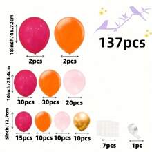 137pcs Rose Red Balloon Arch Garland Set, Rose Red, Orange Red, Pink, Gold Latex Balloons, Suitable For Decorating Birthdays, Bridal Parties, Princess Themed Parties, Weddings, Anniversary Celebrations, Valentine's Day Parties - Hot Pink - View 3