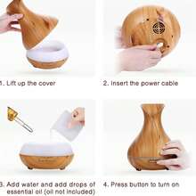 Humidificador de aire con luz LED difusor de aroma aceite esencial sin filtro hogar yoga oficina hotel dormitorio portátil decoración saludable silencioso - Marrón - Ver 7