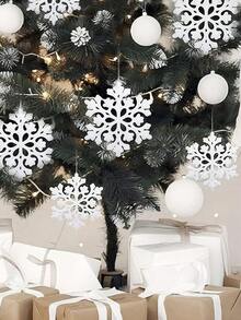 Handmade White Snowflake Decorations, Christmas Hanging Snowflakes With String, For Winter Christmas Tree Decor, Craft Snowflakes Home Decor Christmas Decorations Room Decor